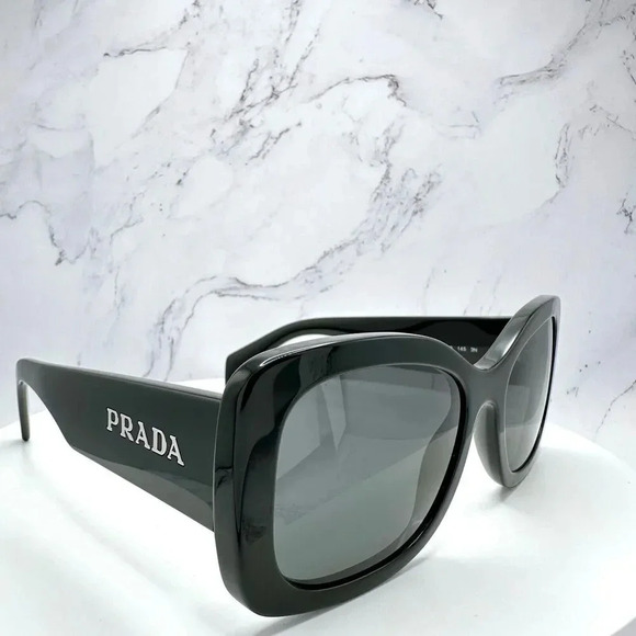 PRADA Sunglasses Black Oversized Square Acetate Letter Logo Italy Authentic - Picture 16 of 16